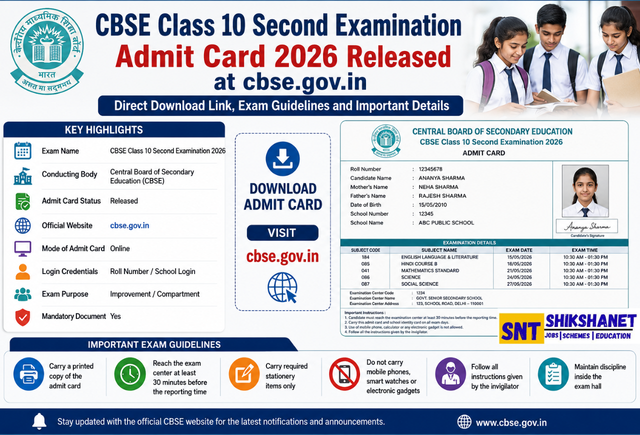 CBSE Class 10 Second Examination Admit Card 2026